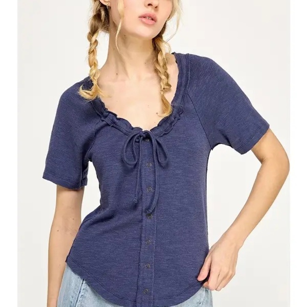 Aerie Navy Button-Down Shirt